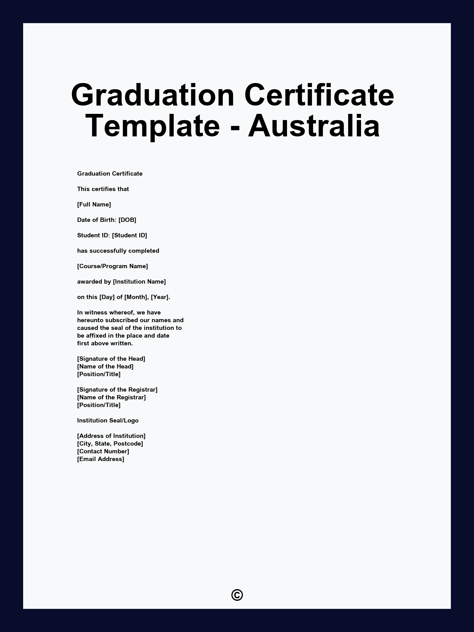 Graduation Certificate Template - Australia