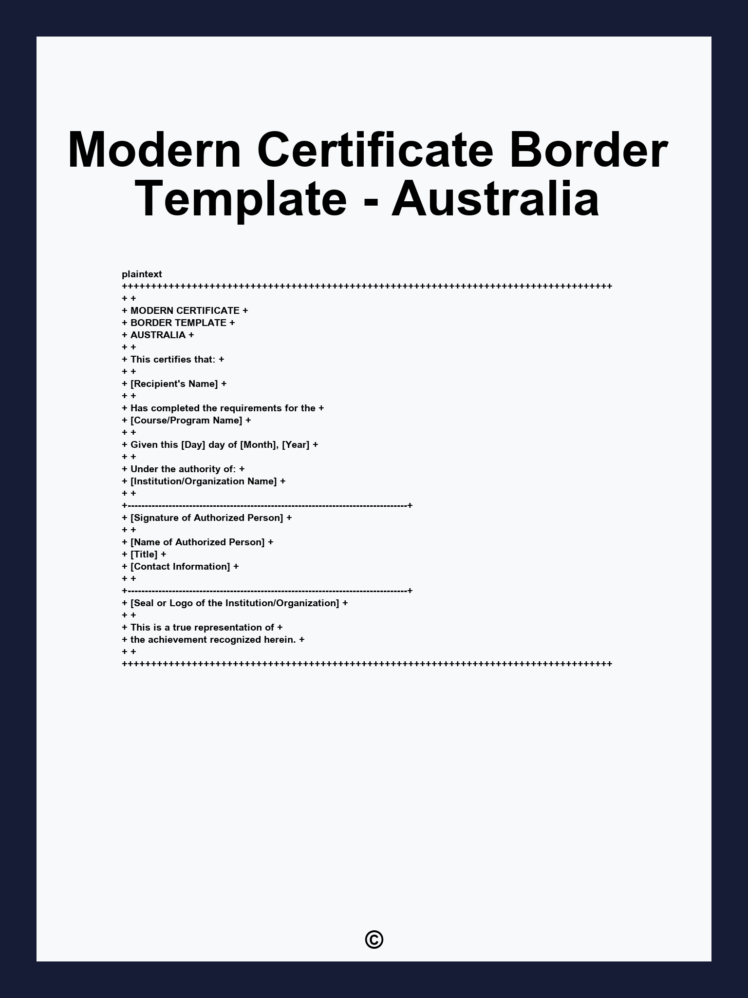Modern Certificate Border Template - Australia
